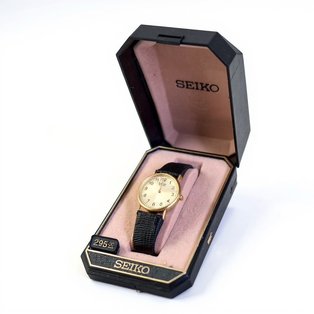 Vintage Seiko Quartz Dress Watch 7N00-7A49 Gold Tone Arabic Dial w/ Box‎